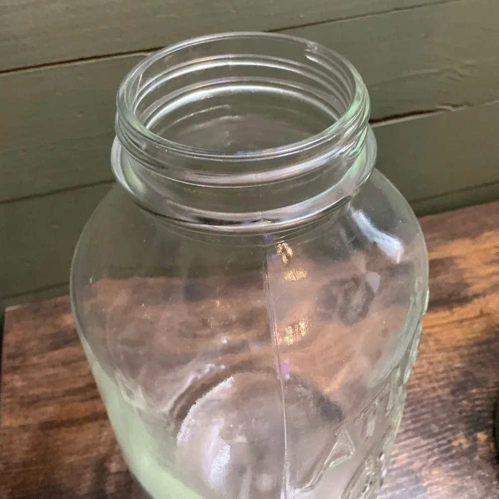 Vintage Atlas Strong Shoulder Mason Jar 9.5” Clear Glass No Lid